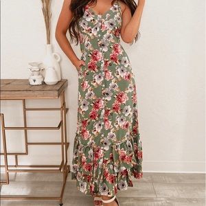 Sage Floral Maxi Dress